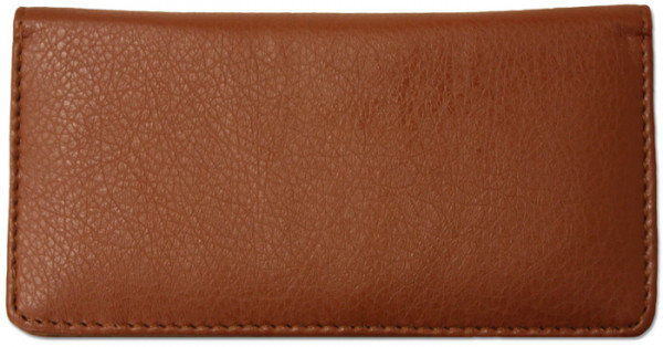 Brown Textured Leather Checkbook Cover