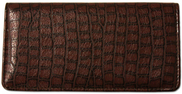 Reptile Brown Textured Leather Checkbook Cover