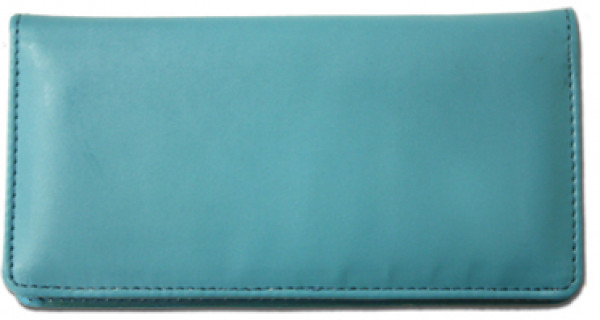 Teal Smooth Leather Checkbook Cover