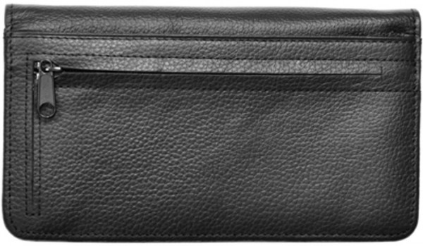 Black Leather Zippered Checkbook Cover