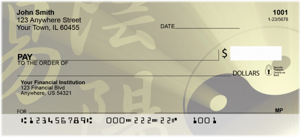 Ying Yang Symbol Personal Checks