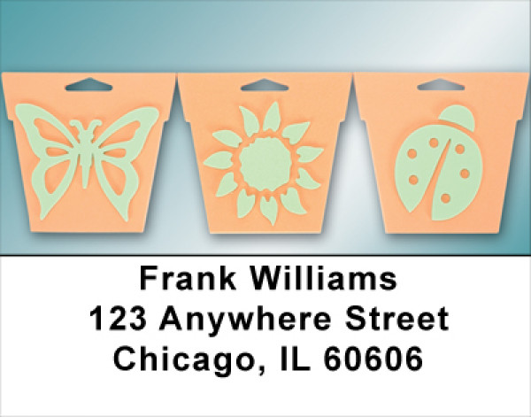 Insects On Flower Pot Address Labels