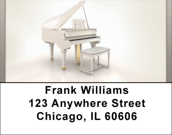 White Grand Piano Address Labels | LBQBE-98