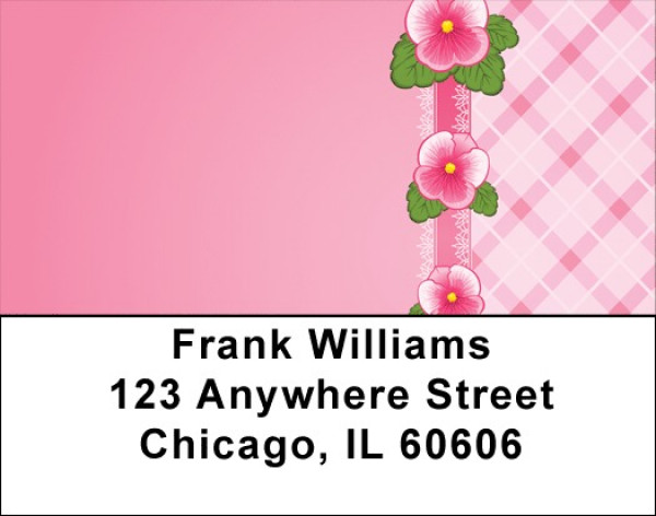 Pink Plaids And Flowers Address Labels