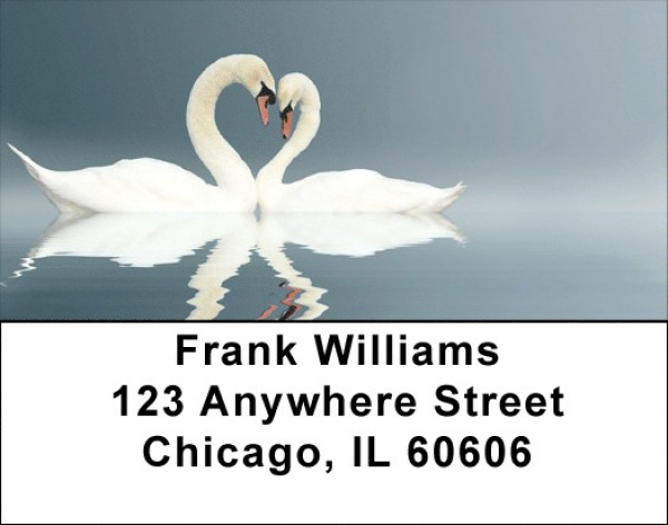 Heart Swans Address Labels | LBZANJ-77