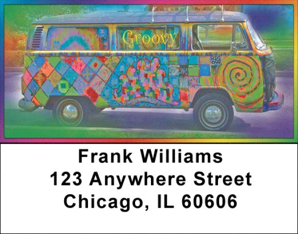 Groovy Hippie Bus Address Labels | LBZFUN-44