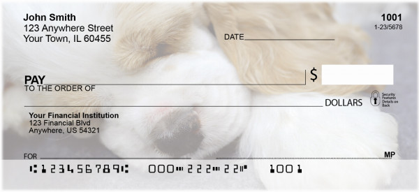 Sleepy Cocker Spaniel Puppy Personal Checks | QBB-42