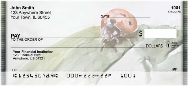 Ladybug In Watercolor Personal Checks | QBC-88