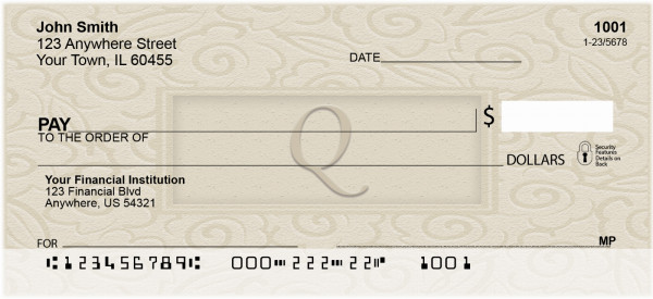 Golden Carved Monogram - Q Personal Checks | QBK-28