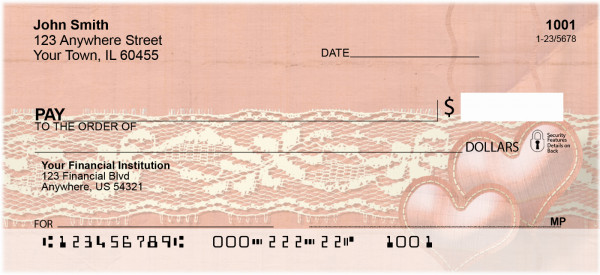 Antique Lace And Hearts Personal Checks