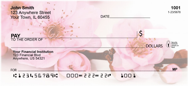 Blossoms In Pink and Blue Personal Checks | ZFLO-06