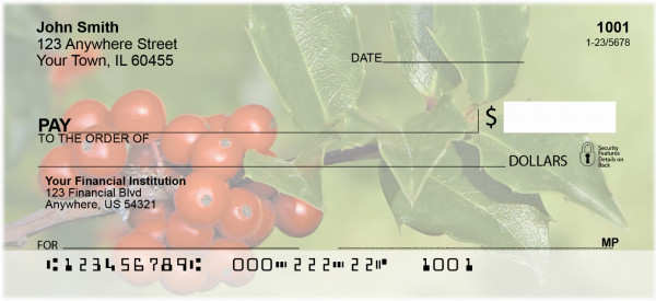 Holly With Greenery Personal Checks | ZXMS-03